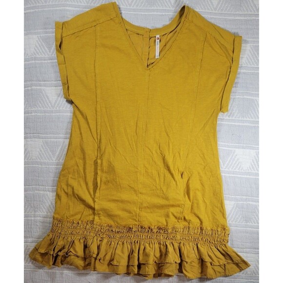 Daily Practice by Anthropologie Mustard Ruffle Hem Tunic Dress – Size L - Picture 1 of 8
